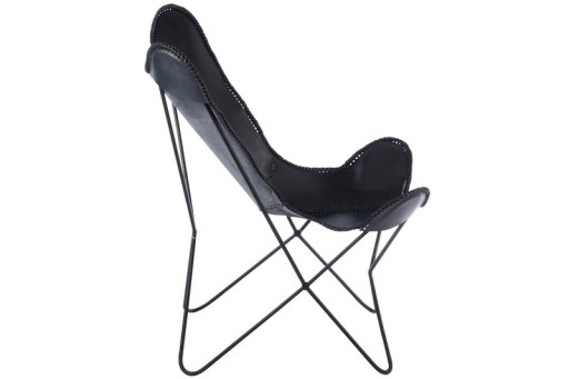 J-Line Lounge chair - leather/metal - black