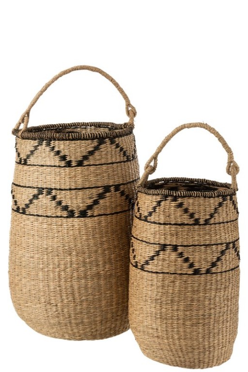 J-Line baskets - seagrass - natural/black