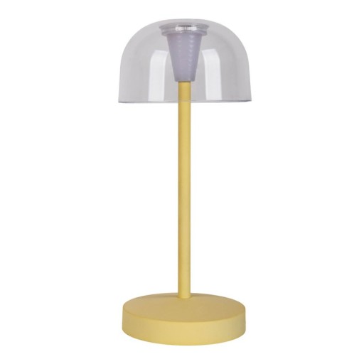 2-er Set LED battery table lamp "Gomba" for outside and inside, made of metal and plastic in yellow, 18.5 cm high