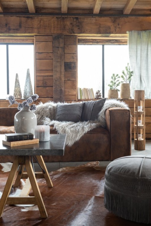 J-Line cushion Board Square - leather - gray