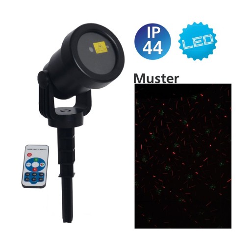 Laser outside spy with projector, skewer made of plastic, colorful, with integrated LED, spotlight for outside