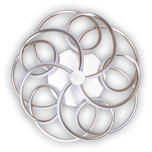 LED ceiling lamp "Rizado" Ø: 57cm made of metal in satin nickel and plastic, with firmly built-in LEDs, lighting for living rooms and office.