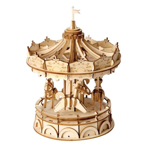 Robotime, 3D Houten Puzzel Merry Go Round, TG404, 12x12x15 cm