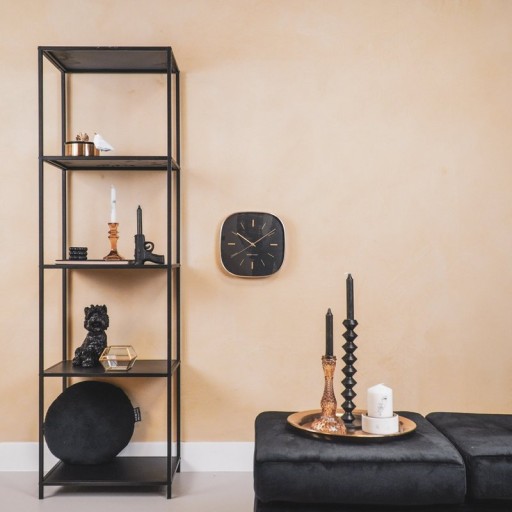 Wall Clock -Square -Metal/Glass -Black- 29x4.3x29cm