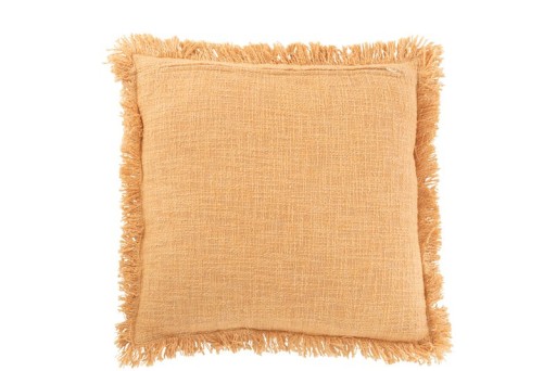 J-Line cushion Fringe - cotton.velvet = ocher