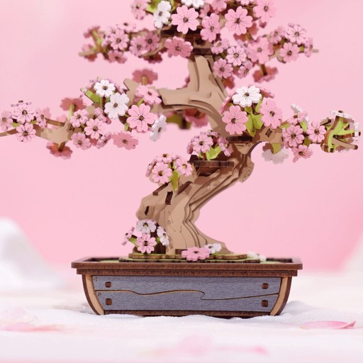Robotime, DIY 3D Houten Modelbouwpakket, Sakura Bonsai, TG415, 16,1x11,1x17cm