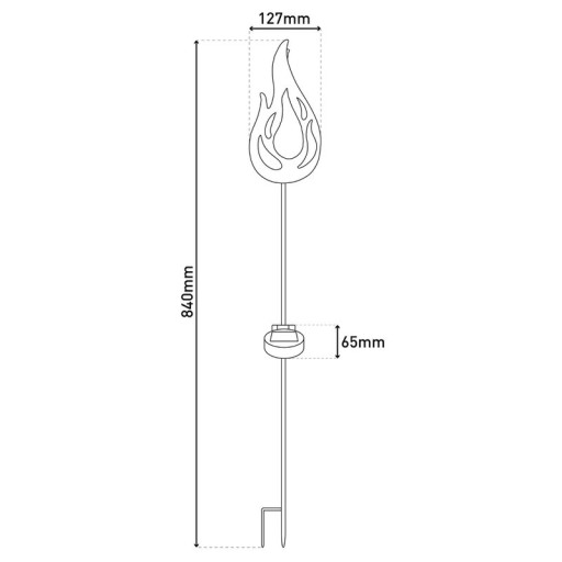 LED-Solar Erdspieß "FLAMME" Außen Erdspieß aus bronzefarbenem Metall und Kunststoff, mit integrierter LED
