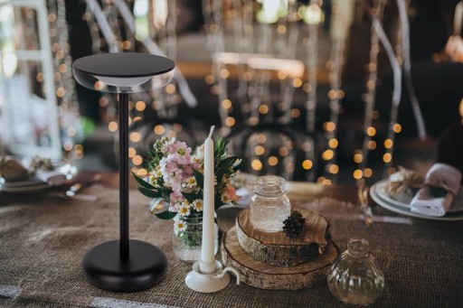 Cordless tablet light "Pasi" for outside and inside, made of metal and plastic in black, dimmable, with touch and memory function, approx. 26 cm high