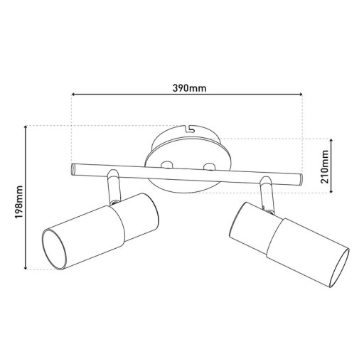 2 wall ceiling spot "Todtnau", metal, wood and plastic, E14, 39 cm long