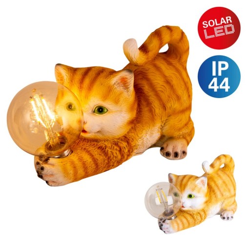 LED solar outdoor lamp "Cat" 25 cm long-outside decoration made of brown plastic with integrated LEDs