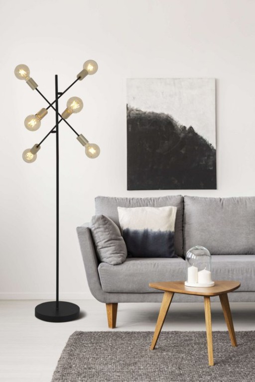 Standing lamp "Modo" made of black in black, versions in gold, E27 socket, floor lamp for living room, dining room, kitchen, hallway, hallway or office, 150 x 49 cm