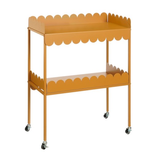 Steffano plant table on wheels - L69 x B36 x H89 cm - Metal - light brown