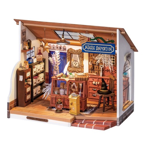 DIY House Kiki's Magic Emporium with LED lighting, Robotime, DG155, 21.5x13.3x17.5cm