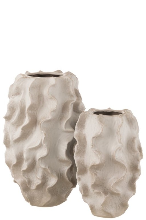 J -Line Vase Abstract Waves - Clay - Beige - Large - 48 cm high