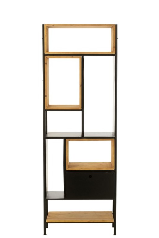 J-Line Shelf Tina Wood/Iron Black/Natural Small