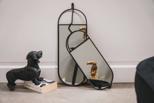 Mirror - Round Wall Mirrors - Metal - Black - 22x60|9x50cm