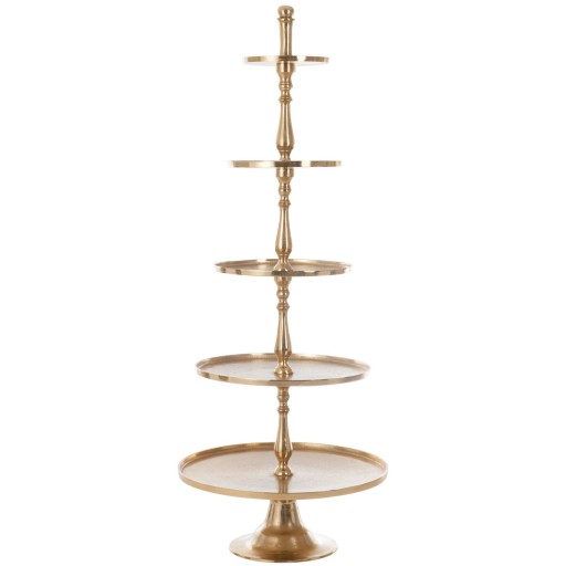 J-Line Plateau 5 Niveaus Rond Aluminium Goud