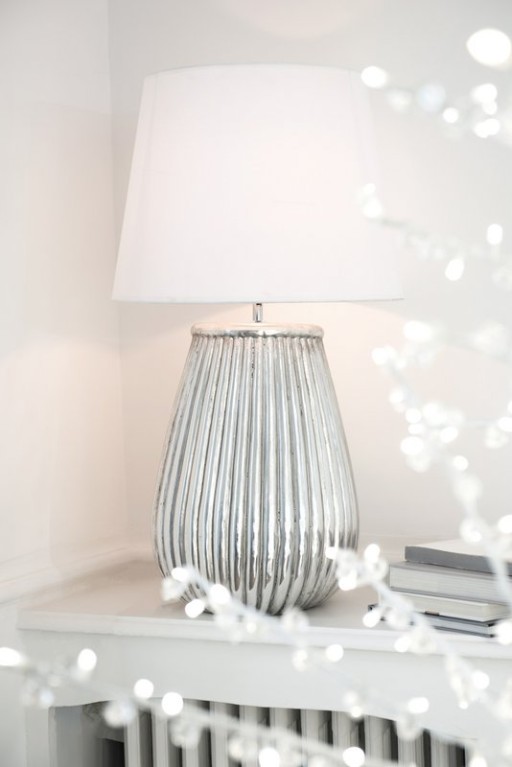 J-Line lamp base Lines - earthenware - silver