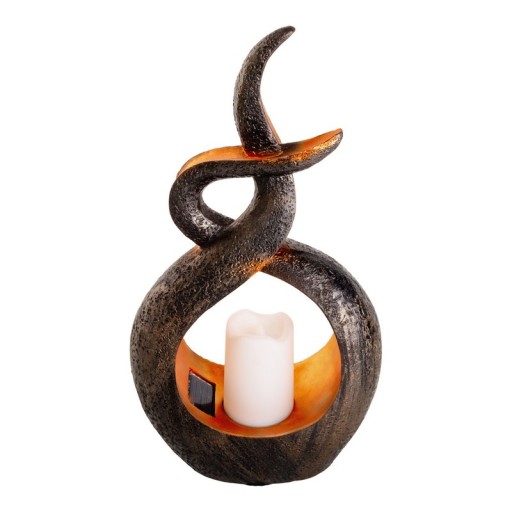 LED solar decol light "candle flame", for outside, brown plastic, integrated LED.