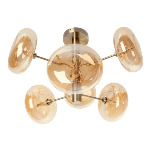 Deckenleuchte "ORION" Ø ca. 53 cm amber, aus messingfarbenem Metall und Glas in amber, G9-Sockel, Beleuchtung für Wohnzimmer, Esszimmer oder Büro.
