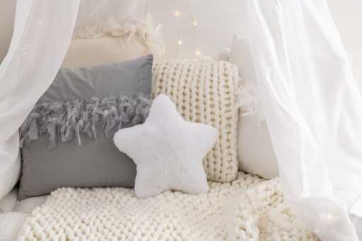 J-Line cushion Knitted Square Acrylic - polyester - white