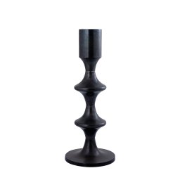 Taika Black Alu Round Candle Holder Tabs Low