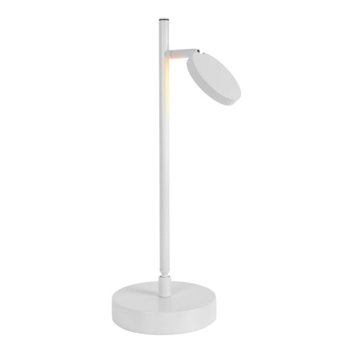 LED cordless table light "Lupa", 45 cm high, made of lacquered aluminum (white) and white plastic, LED integrated, dimmable, touch sensor.
