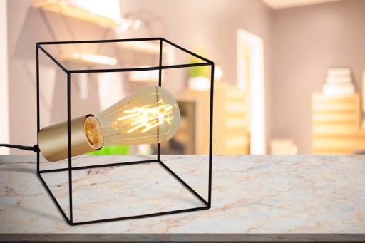 Table lamp "Canto", table lamp made of black, and gold, E27-socket version, for dining room, living room, hallway, office or as a bedside lamp, 16 cm high