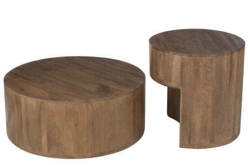 J-Line Set of 2 Side Tables Toge Mango Wood Brown