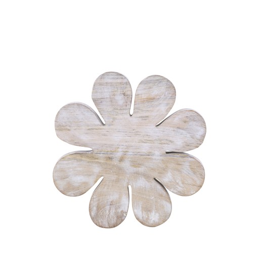 Zaniel Light Grey Mango Wood Flower Shaped StatueL