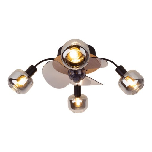 Ceiling lamp including fan "Fumoso", in black, brown and nature, for E27, Ø 51 cm