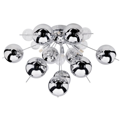 Ceiling lamp "explosion" chrome made of metal and glass, G9 versions, ceiling lamp for dining room, living room, hallway or office, Ø57 cm