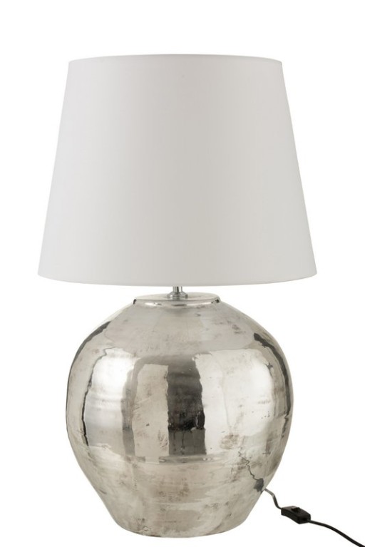 J-Line Lamp base Arya - metal/textile - silver/white