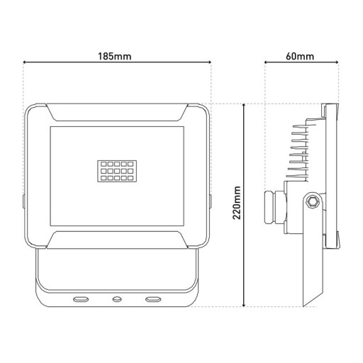 LED outer lamp "spotlight" 30W, made of metal and glass in black, with integrated LED