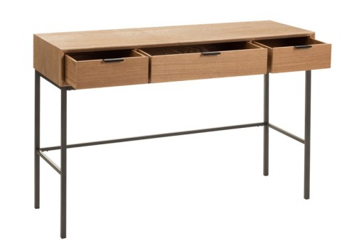 J-Line Console 3 Drawers Wood/Metal Natural