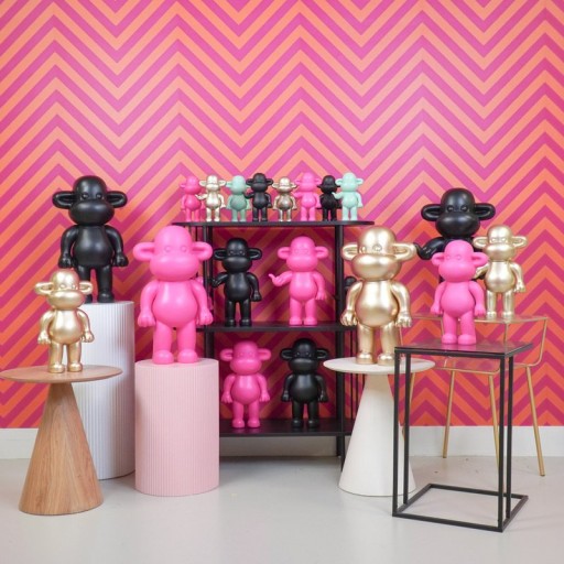 Ornament - Monkey Figurine 'The Legend'- Polyresin - Pink - 33x21x50cm