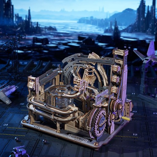 Robotime, 3D DIY Houten Modelbouwpakket Marble Run, Marble Spaceport, LGC01, 32x8,5x24cm