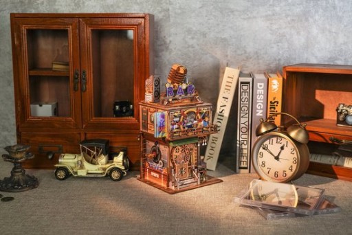 Tone-Cheer DIY 3D Houten Puzzel Desk Bin, Punk Bar, TQ183,15x14x25cm