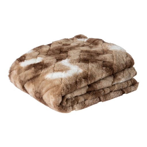 Geraldine Brown Artificial Fur Plaid Rectangle S