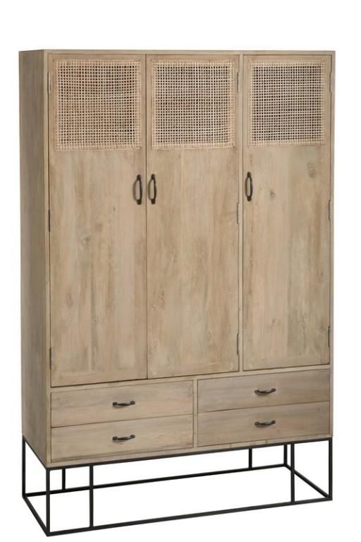 J-Line cabinet Woven - 3 doors + 4 drawers - wood - natural