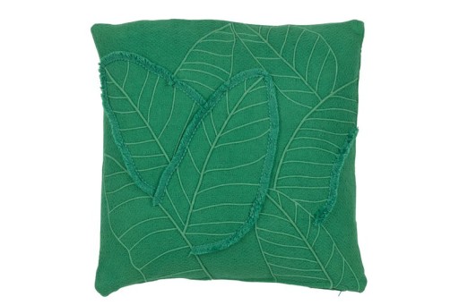 J-Line cushion Leaves - cotton - dark green