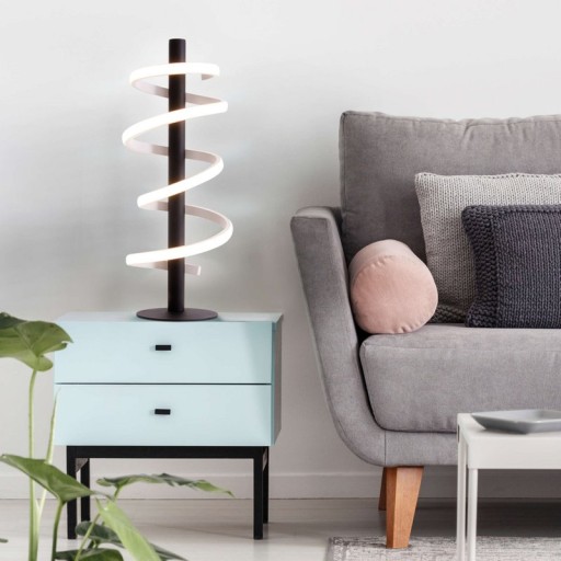 LED table lamp "Belleza", modern metal and plastic table lamp in black, and white, with firmly built -in LEDs, 50 cm high, lighting for living room, dining room, bedroom or office.