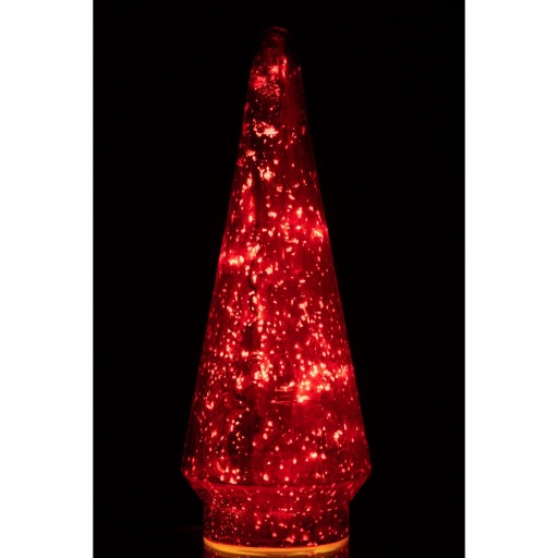 J-Line decoratie Kerstboom - glas - rood - large - LED lichtjes
