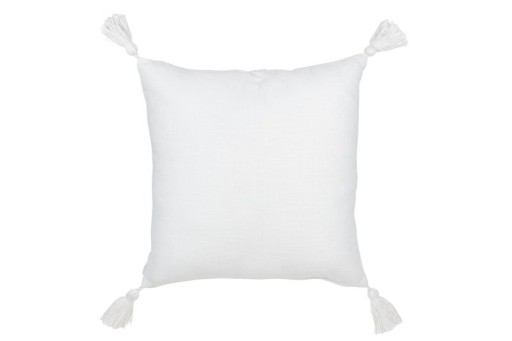 J-Line cushion Flowers + Tassels - cotton - white