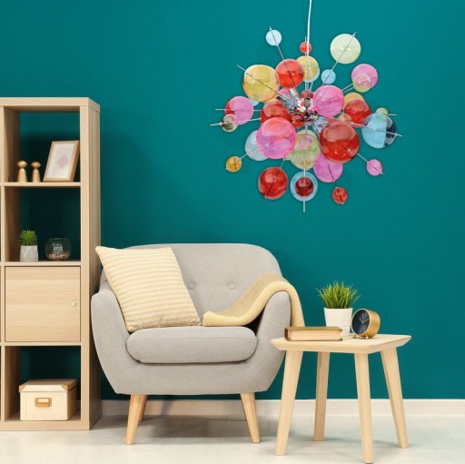 Pendant lamp "explosion" colored made of metal and glass, G9 versions, hanging lamp for dining room, living room, hall or office, Øca. 65 cm