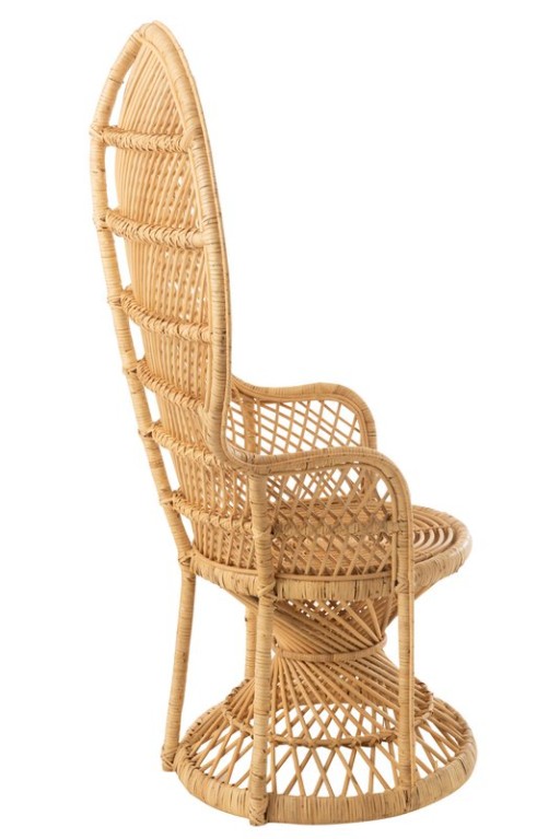 J-Line Pauw Rattan chair with cushion - jute - natural