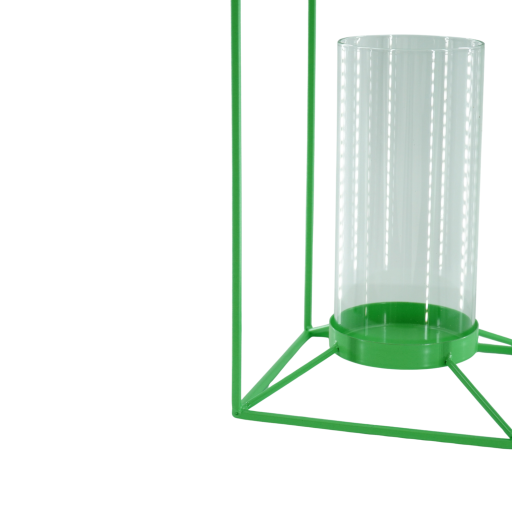 Lantaarn - Metaal/glas - Neon Green - 14,5x14,5x25cm