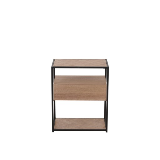 J-Line bijzettafel Zigzag 1 Lade - hout/metaal - naturel/zwart