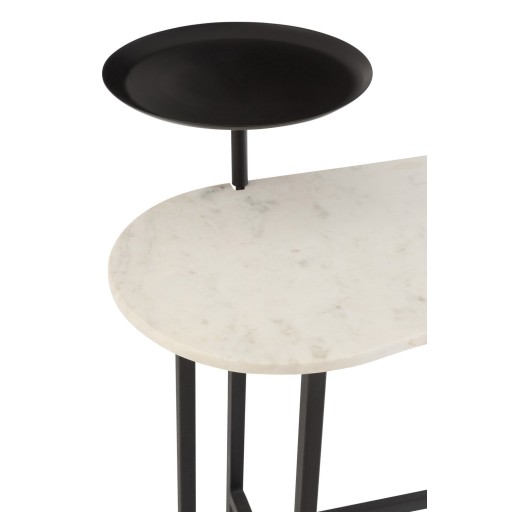 J-Line console Marmer - steen/ijzer - wit/zwart