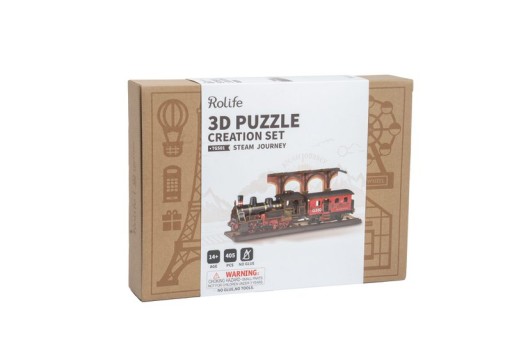 DIY 3D Wooden Model Construction Package, Steam Journey, Robotime, TGS01, 37.6x11.3x14.5cm